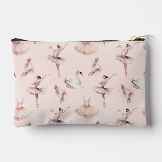 バレリーナピンクバレエパーソナライズされたシューズ名 アクセサリーポーチ (裏面)
