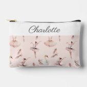 バレリーナピンクバレエパーソナライズされたシューズ名 アクセサリーポーチ (正面)