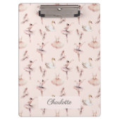 バレリーナピンクバレエパーソナライズされたシューズ名 クリップボード (正面)