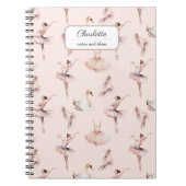 バレリーナピンクバレエパーソナライズされたシューズ名 ノートブック (正面)