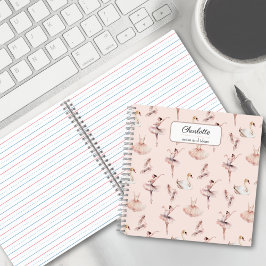 バレリーナピンクバレエパーソナライズされたシューズ名 ノートブック