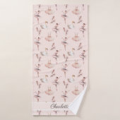 バレリーナピンクバレエパーソナライズされたシューズ名 バスタオル (バスタオル)
