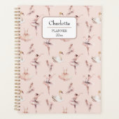 バレリーナピンクバレエパーソナライズされたシューズ名 プランナー手帳 (正面)