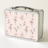 バレリーナピンクバレエパーソナライズされたシューズ名 メタルランチボックス (裏面)