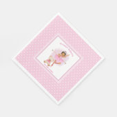 バレリーナピンクフローラ白水玉模様 スタンダードランチョンナプキン (角)