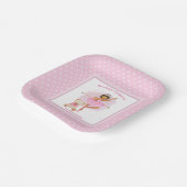 バレリーナピンクフローラ白水玉模様 ペーパープレート (傾斜あり)