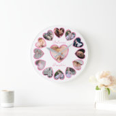 バレリーナピンクホワイトフォトコラージュ ラージ壁時計 (ホーム)