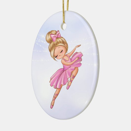 バレリーナピンク紫バレエかわいらしクリスマス セラミックオーナメント (左)