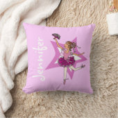 バレリーナピンク – 女の子"あなたの名前"枕 クッション (ブランケット)