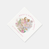 バレリーナフローラピンク金ゴールド名誕生日パーティー スタンダードカクテルナプキン (角)