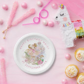 バレリーナフローラ名少女ハッピーバースデーパーティー ペーパープレート (パーティー)