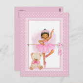 バレリーナフローラI水玉模様招待状はがき ポストカード (正面/裏面)