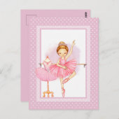 バレリーナフローラI水玉模様招待状はがき ポストカード (正面/裏面)