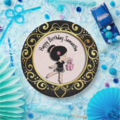 バレリーナブラックと金ゴールド ペーパープレート (パーティー)