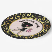 バレリーナブラックと金ゴールド ペーパープレート (アングル)