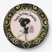 バレリーナブラックと金ゴールド ペーパープレート (正面)