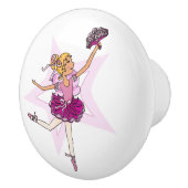 バレリーナブロンドの女の子バレエピンクアートドアノブ セラミックノブ (右)