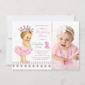 バレリーナプリンセスパールガールバースデーパーティー 招待状 (正面)