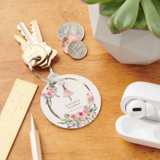 バレリーナプリンセスフローラ赤面誕生日キーチェーン キーホルダー (デスク)