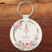 バレリーナプリンセスフローラ赤面誕生日キーチェーン キーホルダー (正面)