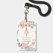 バレリーナプリンセスフローラ赤面誕生日パーティー バッジ (Front with Lanyard)
