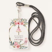 バレリーナプリンセスフローラ赤面誕生日パーティー バッジ (正面ランヤード)