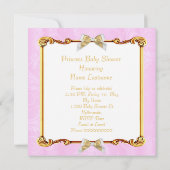 バレリーナプリンセスベビーシャワーピンク金ゴールドエスニック 招待状 (裏面)
