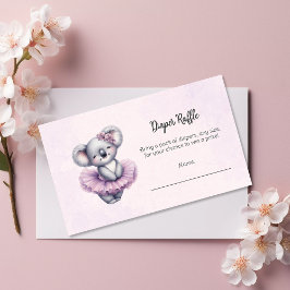 バレリーナベイビーガールシャワーチュチュコアラおむつゲーム エンクロージャーカード