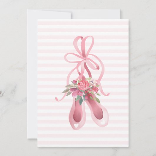 バレリーナベビーガールシャワーツゥーエレガントラマ 招待状 (裏面)