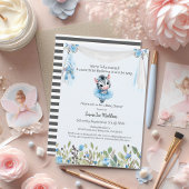 バレリーナベビーガールシャワーツチュウエキサイティングゼブラ 招待状