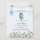 バレリーナベビーガールシャワーツチュウエキサイティングゼブラ 招待状 (正面)