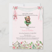 バレリーナベビーガールシャワーツチュウエキサイティングteddyベア 招待状 (正面)