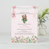 バレリーナベビーガールシャワーツチュウエキサイティングteddyベア 招待状 (スタンド正面)