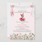 バレリーナベビーガールシャワーツチュウワクチングカンガルー 招待状 (正面)