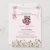 バレリーナベビーガールシャワーツチュウワクワッドラクーン 招待状 (正面)