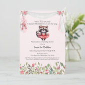 バレリーナベビーガールシャワーツチュウワクワッドラクーン 招待状 (スタンド正面)