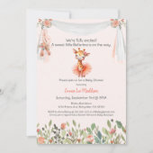 バレリーナベビーガールシャワーツチュギラフエレガントェ 招待状 (正面)