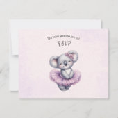 バレリーナベビーガールシャワーツチュクコアラエレガントラ 出欠カード (正面)