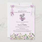 バレリーナベビーガールシャワーツチュクコアラエレガントラ 招待状 (正面)