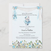 バレリーナベビーガールシャワーツュエレガントポーラベア 招待状 (正面)