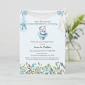 バレリーナベビーガールシャワーツュエレガントポーラベア 招待状 (スタンド正面)