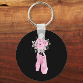 バレリーナポインテシューズフラワーズバレエダンサーのスプリン キーホルダー (正面)