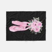 バレリーナポインテシューズフラワーズバレエダンサーのスプリン フリースブランケット (正面(横))