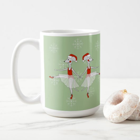 バレリーナマウスのクリスマススノーフレーク コーヒーマグカップ (ドーナツ)