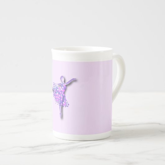 バレリーナマグバレエダンサー女性パープル ボーンチャイナマグカップ (正面右)