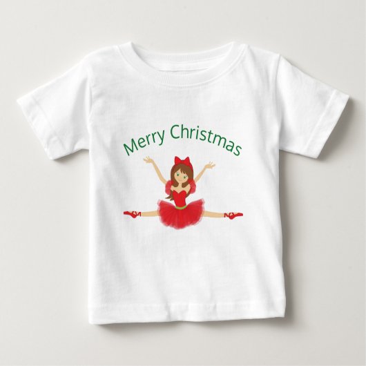 バレリーナメリークリスマス |バレエ ベビーTシャツ (正面)