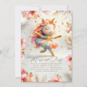 バレリーナユニコーンバースデー招待状 招待状 (正面)