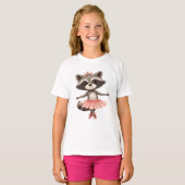 バレリーナラクーンバレエダンスプリエ,チャセ,ジェト Tシャツ (正面フル)