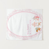 バレリーナ動物の誕生日パーティー写真の背景 タペストリー (正面(横))