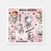 バレリーナ動物 スタンダードカクテルナプキン (正面)